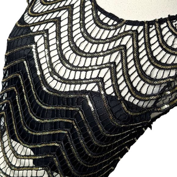 LoveSong Sequin Chevron Cropped Blouse - Size Medium - Picture 3 of 5